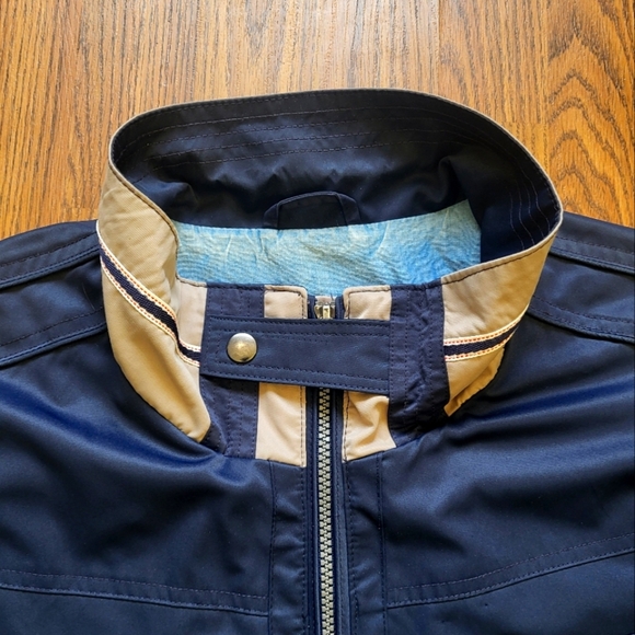 Y2K Sears Men’s Full Zip Navy Windbreaker Jacket Size Large – Canada Style A48 - Picture 3 of 10